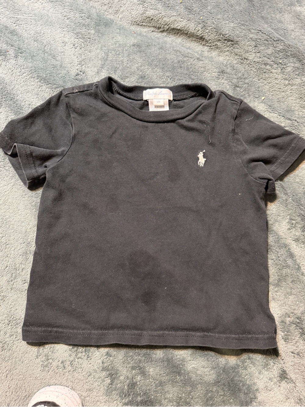 Ralph Lauren Black Short Sleeve Kids Tee with White Pony